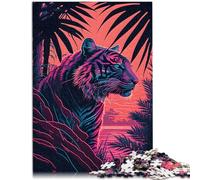 Puzzle 1000 pièces pour Adultes Tigre et Nature Retrowave Jeu Stimulant 26x38cm Collection Artistes Beaux-Arts pour Adolescents à partir de 14 Ans