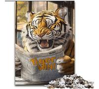 Puzzle 1000 pièces pour Adultes Tigre lisant Un Journal, Anti-Stress, défi Difficile, Cadeaux du Père Noël Secret pour Les 14 Ans et Plus (Taille 50x75cm)