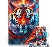 Puzzle 1000 pièces pour Adultes Tigre néon Mystique Jeux éducatifs Décoration d'intérieur est idéal comme Cadeau pour Toute la Famille 38x26cm