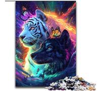 Puzzle 1000 pièces pour Adultes Tigre Noir et Blanc, adapté aux Personnes de 14 Ans et Plus, Jeux éducatifs, Cadeaux du Père Noël Secret (Taille 50x75cm)
