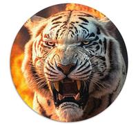 Puzzle 1000 pièces pour Adultes Tigres de feu captifs Puzzle Rond 1000 pièces pour Les fêtes et décoration d'intérieur (67,5x67,5cm)