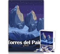Puzzle 1000 pièces pour Adultes Torres Del Paine, Chili, Paysage Nocturne, Jeu éducatif, défi Difficile, Jouet Anti-Stress, Dimensions 38x52cm