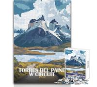 Puzzle 1000 pièces pour Adultes Torres Del Paine W Circuit Chili - Jeu éducatif Anti-Stress au Design élégant - Dimensions:38x52cm