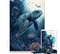 Puzzle 1000 pièces pour Adultes Tortue Ami Imaginaire Décoration soignée Jeu de Construction Jeu de Paix Cadeau d'anniversaire (50x75cm)