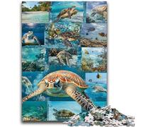 Puzzle 1000 pièces pour Adultes Tortue dans l'océan Jeu Jouets Chaque pièce est Unique - Jeu Familial Stimulant et Amusant 26x38cm