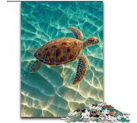 Puzzle 1000 pièces pour Adultes Tortue dans l'océan Puzzle Parfait pour s'amuser en Famille à Noël, Thanksgiving, Anniversaires et Pâques 50X75CM