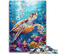 Puzzle 1000 pièces pour Adultes Tortue de mer, Jouets éducatifs et éducatifs, décoration d'intérieur Unique et Cadeaux pour Les 14 Ans et Plus 50x75cm