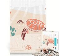 Puzzle 1000 pièces pour Adultes Tortue Marine nageant Décoration soignée Jeu de Construction Jeu de Paix Cadeau d'anniversaire (38x26cm)