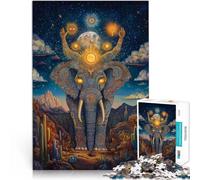 Puzzle 1000 pièces pour Adultes Totem de l'éléphant Entraînez Votre Cerveau et Vos Mains avec Affiche et Feuille de Questions correspondantes 75x50cm