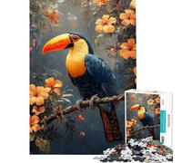 Puzzle 1000 pièces pour Adultes Toucan dans Une Floraison Tropicale Décoration Murale Originale Cadeau d'anniversaire Unique (Dimensions 50x75cm)