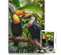Puzzle 1000 pièces pour Adultes Toucan Duo Fleurs emblématiques - Apaisant et Relaxant - Assemblage précis - Dimensions:50x75cm