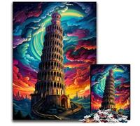 Puzzle 1000 pièces pour Adultes Tour penchée de Pise Italie Puzzles Difficiles pour Adultes Parfait pour Halloween Noël Cadeau d'anniversaire 1000 pièces (38x26cm)