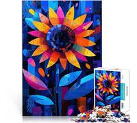 Puzzle 1000 pièces pour Adultes Tournesol géométrique expressionniste - 7 Art Floral Abstrait Vibrant Jeu de Quiz Super Cadeau 38x26cm