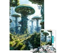 Puzzle 1000 pièces pour Adultes Tours Vertes Motif Difficile à Assembler décoration intérieure Jouet à partir de 14 Ans 38x52cm