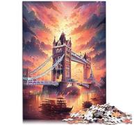 Puzzle 1000 pièces pour Adultes Tower Bridge Angleterre Puzzle d'activités familiales Convient pour la décoration de Bureau 10,27 po x 14,96 po