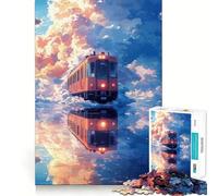 Puzzle 1000 pièces pour Adultes Train dans Les Nuages Jeu de réflexion Amusant et Complexe pour Noël (50x75cm)