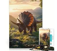 Puzzle 1000 pièces pour Adultes Tricératops sur Colline de la Jungle, Assemblage Parfait, Jeu de réflexion Artistique, Cadeau, Jeu Lent, décoration Murale de Noël (38x52cm)