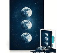 Puzzle 1000 pièces pour Adultes Triple Lune Ciel Nocturne Ajustement Parfait Jeu d'art et de réflexion Cadeau Jeu Lent Décoration Murale de Noël (38x52cm)