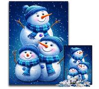 Puzzle 1000 pièces pour Adultes Trois bonhommes de Neige Puzzles en Bois Jeux Jouets Cadeau, Renforcer l'amour Entre Couples pour Les 14 Ans et Plus 50x75cm