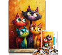 Puzzle 1000 pièces pour Adultes Trois Chats, Jeu intellectuel, avec pièces entièrement emboîtables de Formes aléatoires, pour Les Enfants de 14 Ans et Plus, 38x26cm