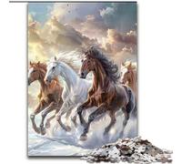 Puzzle 1000 pièces pour Adultes : Trois Chevaux au Galop pour la Famille et Les Amis, défi Stimulant (Taille : 50 x 75 cm)