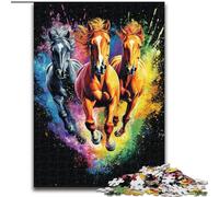 Puzzle 1000 pièces pour Adultes Trois Chevaux en Bois pour Adolescents et Adolescents, idéal comme Cadeau d'anniversaire ou de Vacances, Taille 50x75cm