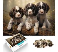 Puzzle 1000 pièces pour Adultes Trois Chiots Springer Spaniel Anglais Jeux de détente Renforcer l'amour Entre Les Couples 38x26cm