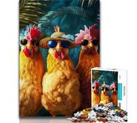 Puzzle 1000 pièces pour Adultes Trois coqs, Jeux éducatifs, décoration d'intérieur, idéal pour la décoration de Bureau (Taille 75x50cm)