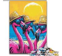 Puzzle 1000 pièces pour Adultes - Trois Flamants Roses - Anti-Stress - Défi Difficile - Chaque pièce est Unique - Jeu Familial Stimulant et Amusant (Taille 50x75cm)