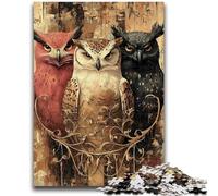 Puzzle 1000 pièces pour Adultes Trois hiboux : Un Jeu Stimulant pour Le Cerveau, des Jouets addictifs pour cultiver la Patience, adapté aux Couples, 50x75cm