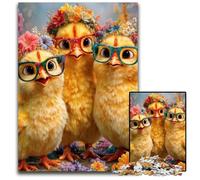 Puzzle 1000 pièces pour Adultes Trois Petits Poulets, Puzzle en Carton, Casse-tête éducatif, décoration Artistique pour la Maison et Le Bureau, 14 Ans et Plus, 26x38cm