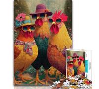 Puzzle 1000 pièces pour Adultes Trois Poulets Jeu éducatif pour Anniversaire Noël et jusqu'à 14 Ans (50x75cm)