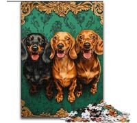 Puzzle 1000 pièces pour Adultes Trois teckels en Bois, Jeu de réflexion interactif en Famille, adapté aux 14 Ans et Plus, Taille 50x75cm