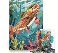 Puzzle 1000 pièces pour Adultes Truite dans Le Monde sous-Marin Jeu de réflexion Amusant et Complexe pour Noël (38x52cm)