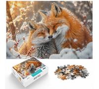 Puzzle 1000 pièces pour Adultes, Two Foxes Cuddling in The Snow | Pour les amateurs de puzzles en hiver : ce puzzle 1000 pièces pour adultes offre une activité classique pour Noël.