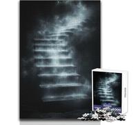 Puzzle 1000 pièces pour Adultes : Un escalier Lumineux Flottant vers Le Haut dans Le Vide obscur Jeu éducatif et ludique pour Un Anniversaire Dimensions : 38x26 cm
