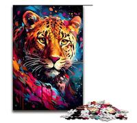 Puzzle 1000 pièces pour Adultes Un léopard dans Le cratère entouré d'éclaboussures De Nombreux Jouets de Puzzle à Faire soi même Superbes Cadeaux de Noël pour Les Adolescents de Plus 75 x 50 cm
