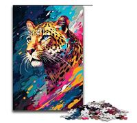 Puzzle 1000 pièces pour Adultes Un léopard dans Le cratère entouré d'éclaboussures De Nombreux Jouets de Puzzle à Faire soi même Superbes Cadeaux de Noël pour Les Adolescents de Plus 75 x 50 cm