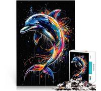 Puzzle 1000 pièces pour Adultes Un majestueux Splash de Dauphin Arc-en-Ciel Impossible Offrir en Cadeau à Toute la Famille 52x38cm