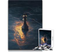 Puzzle 1000 pièces pour Adultes : Un Roi Solitaire, pièce d'échecs sur Un Plateau Phosphorescent Jeu éducatif, décoration Murale, pour Un Père Noël Secret Dimensions : 50x75 cm