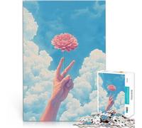 Puzzle 1000 pièces pour Adultes Une Main tendue Depuis Les Nuages Tenant Un Fan Art Casse-tête pour Jeu de défi Unique 52x38cm