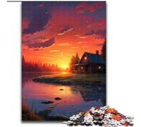 Puzzle 1000 pièces pour Adultes Une Petite pièce au Coucher du Soleil, Puzzle en Bois, Interaction familiale et défi cérébral, défi d'activité familiale 1000 pièces(50x75cm)