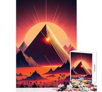 Puzzle 1000 pièces pour Adultes Une Pyramide dans Le Sable néon Jeu éducatif Cadeau de Père Noël Secret Passe-Temps à la Maison (50x75cm)