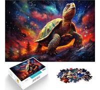 Puzzle 1000 pièces pour Adultes Une Tortue Debout dans l'espace pour Puzzle 14,96 po x 20,47 po Interaction Parent-Enfant Convient aux et aux Adolescents de 14 Ans et Plus