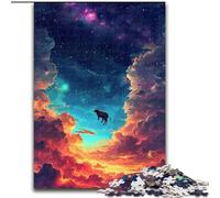 Puzzle 1000 pièces pour Adultes : Une Vache Flottant dans l'espace Puzzle en Carton Divertissement Relaxant Cadeau de Noël idéal et décoration d'intérieur 1000 pièces(26x38cm)