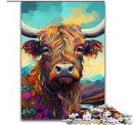 Puzzle 1000 pièces pour Adultes Vache écossaise en Bois, ce Qui en Fait Un Excellent Cadeau pour s'amuser en Famille 50x75cm pour Un Jeu interactif en Famille
