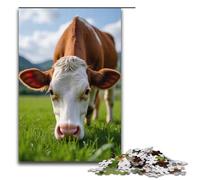 Puzzle 1000 pièces pour Adultes Vache Mangeant de l'herbe Puzzle en Bois pour Adultes et Enfants Outil Anti-Stress 1000 pièces (38 x 26 cm)