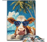 Puzzle 1000 pièces pour Adultes Vaches au Bord de mer Un Casse-tête Stimulant pour Les Adolescents, Parfait pour la décoration intérieure ou comme Cadeau (Taille 26x38cm)