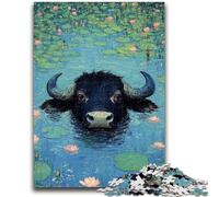 Puzzle 1000 pièces pour Adultes Vaches dans l'étang Jouets éducatifs et éducatifs Jeux familiaux Renforcer l'amour Entre Les Couples 50x75cm