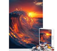 Puzzle 1000 pièces pour Adultes Vagues au Coucher du Soleil Jeu Anti-Stress pour Un Anniversaire Jeu Impossible Renforce l'amour Entre Couples Dimensions 50x75cm